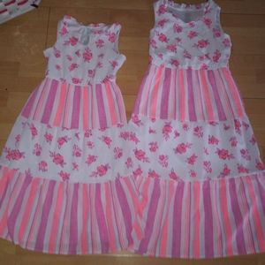 Lot of 2 Girls Spring Dresses 7/8 10/12 Euc